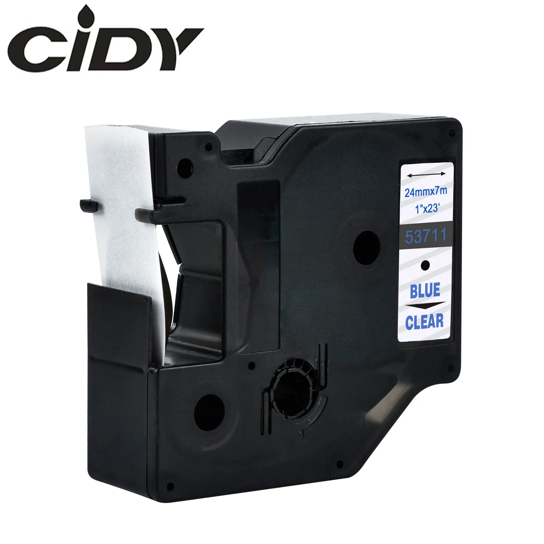 Этикетка CIDY 1 шт. 53713 53718 53710 Совместимость 24 мм черный на белом фоне Dymo D1 ленты с лейблом для маркировочный принтер Dymo LM160 LM280 210 Dymo PNP - Цвет: blue on clear