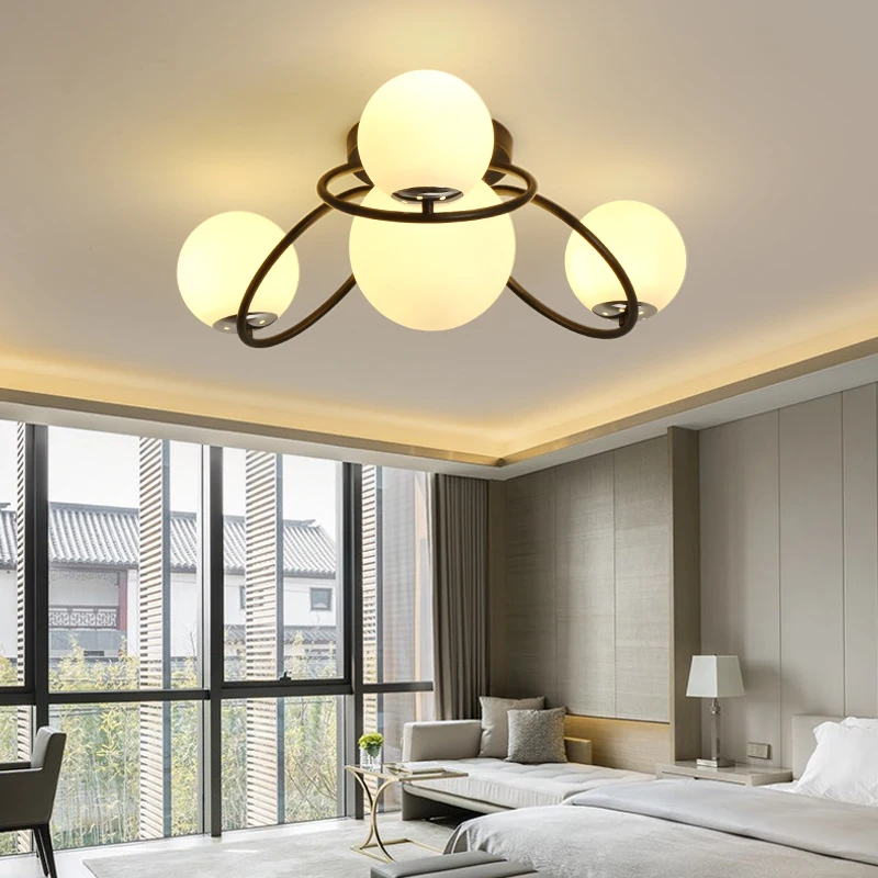 Винтажная Потолочная люстра со стеклянными шариками Скандинавская лампа