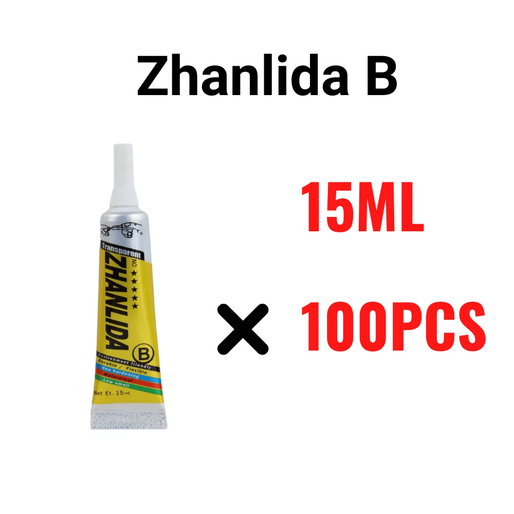 100PCS Pack Zhanlida B 15ML Clear Contact Phone Repair Adhesive DIY Glue With Precision Applicator Tip