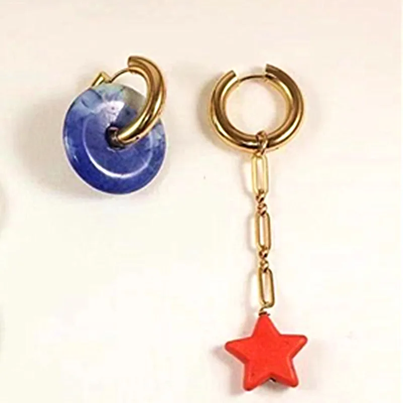 Женские Висячие серьги кольца Boho корейские зеленые неподходящие кварцевые с