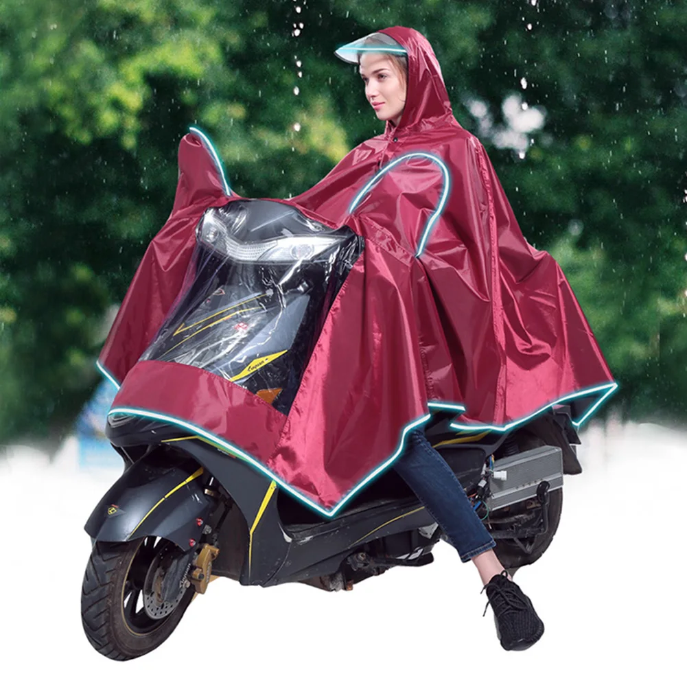 

Universal Wide Hat Brim Motorcycle Accessories Poncho Rain Cape Waterpoof With Reflective Strip Safe Riding PVC