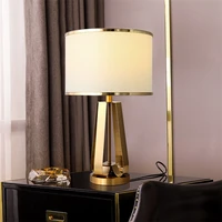 sarok modern table lamps golden luxury design desk lights fabric lampshade home decorative parlor office bedroom