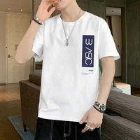 2021 new summer large size loose handsome simple printed casual fashion top short sleeve t shirt male youth