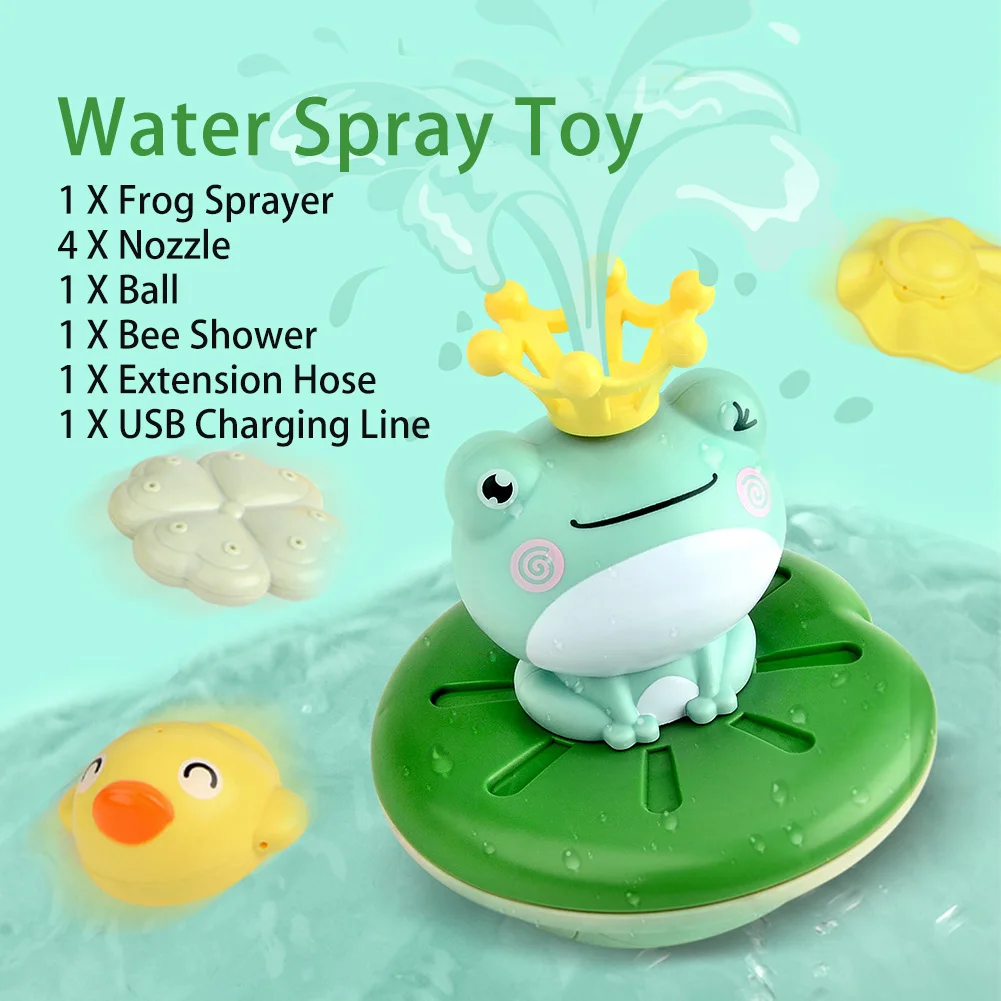 

1 pcs Classic Bath USB Charging Water Play Spray Frog Toddler Baby Bath Swim Pool Cute Sprinkler Infant Shower Bathtub Toy Kit