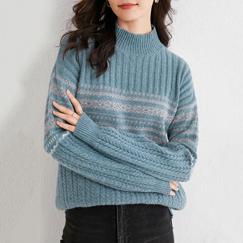 adishree 2020 woman winter 100% Cashmere sweaters and autumn knitted Pullovers High Quality Warm Female thickening Turtleneck