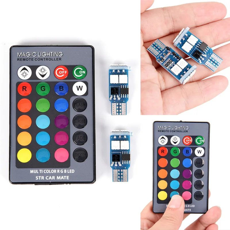 2 X T10 RGB 6 SMD 5050 светодиодный автомобильный клиновидный босветильник ширина
