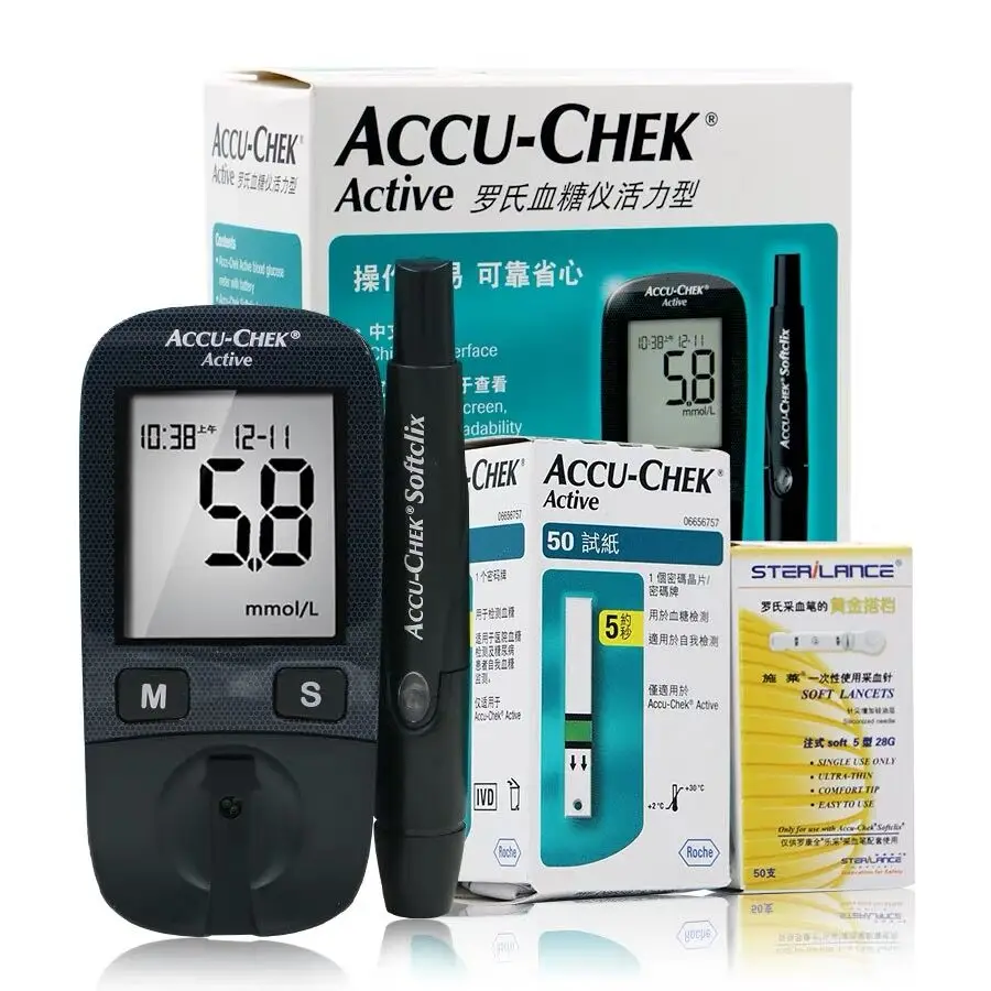 Accu chek активный измеритель уровня глюкозы в крови, глюкозиметр, монитор, тест-полоски