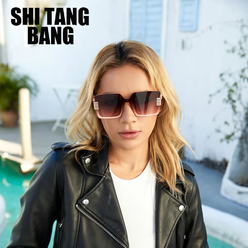 

2022 Retro Oversized Square Gradient Lens Sunglasses Women Luxury Brand Designer Sun Glasses Fashion Big Frame Eyewear Men UV400