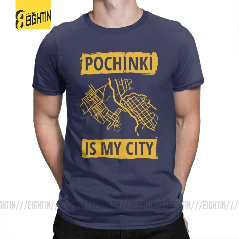 Тёмно-синий PUBG Pochinki Is My City футболка, винтажная забавная Мужская футболка с круглым вырезом, дышащая футболка с коротким рукавом, хлопок, футболки - Цвет: Тёмно-синий