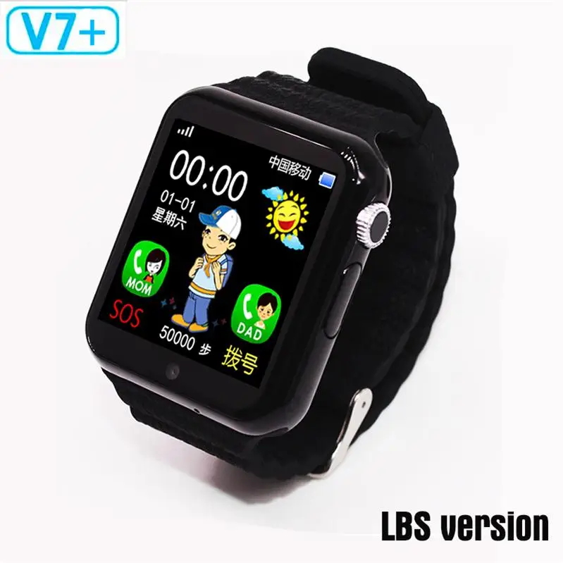696 оригинальные V7K gps Bluetooth Смарт-часы для детей мальчик девочка для Apple Android телефон Поддержка SIM/TF набор вызова и Push сообщения - Цвет: V7 black LBS