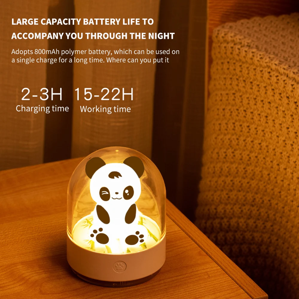 

Rechargeable Cute Panda Night LED Light RGB Aromatherapy UV Disinfection Lamp For Children Bedroom Kids Gift