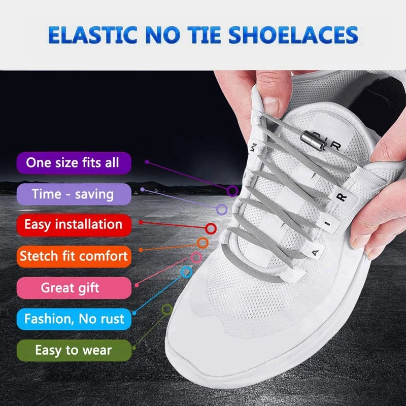 

NEW Elastic Laces Sneakers No Tie Shoe laces Round Boot Shoelaces without ties Kids Adult Quick Shoe lace Rubber Bands for Shoes