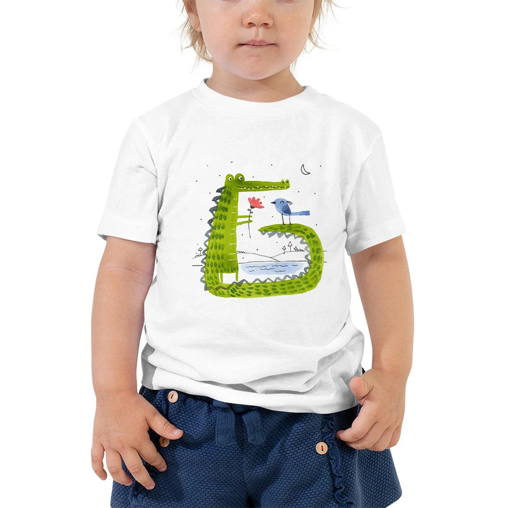 Camiseta de cocodrilo para ni&ntilde;os, Ropa est&eacute;tica Kawaii Harajuku, Ropa de dibujos animados para ni&ntilde;os, camiseta para ni&ntilde;as peque&ntilde;as, env&iacute;o gratis-3