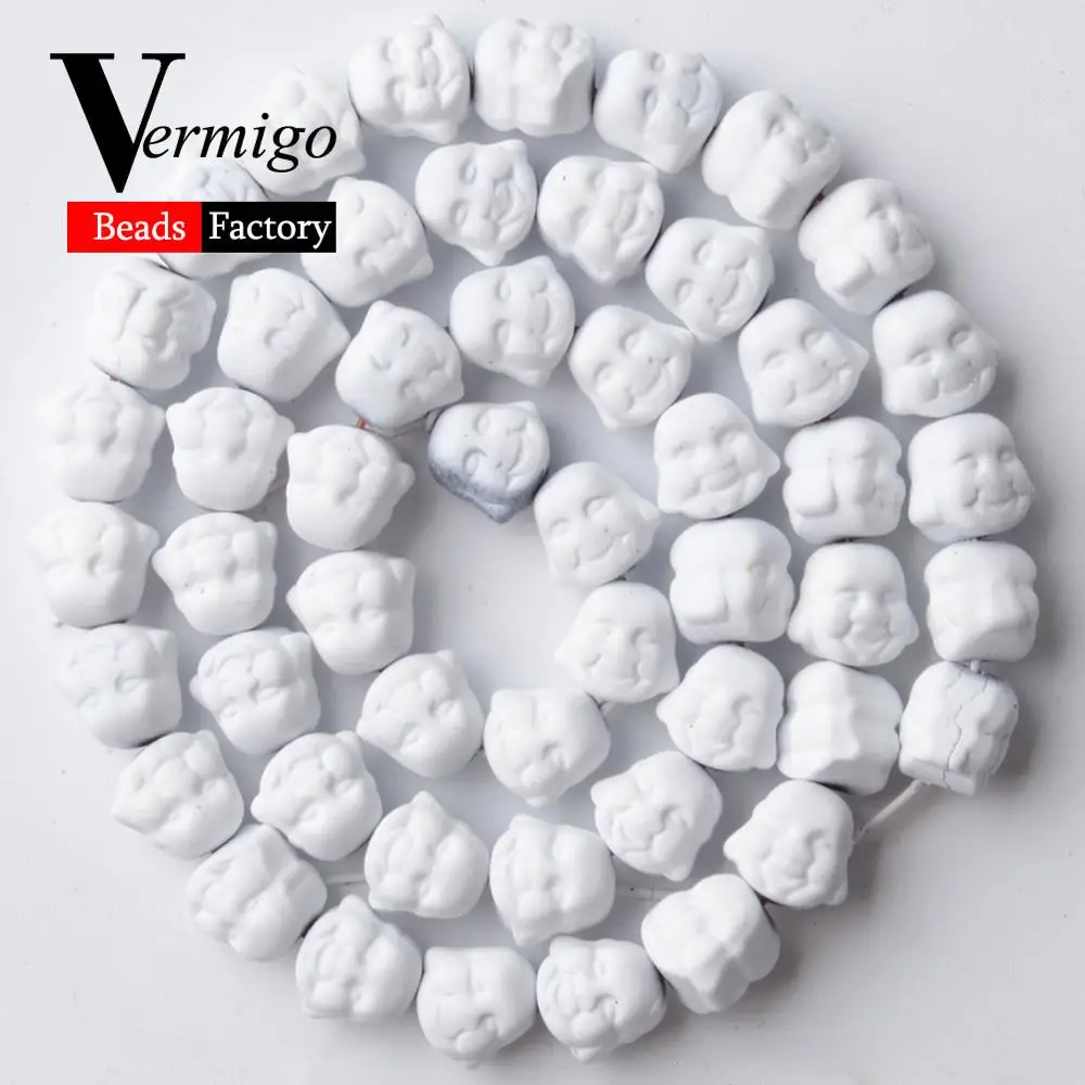 

Natural Stone Beads White Buddha Head Nanotech Rubber Hematite Beads For Jewelry Making 8mm Loose Beads Diy Bracelets 15''Strand