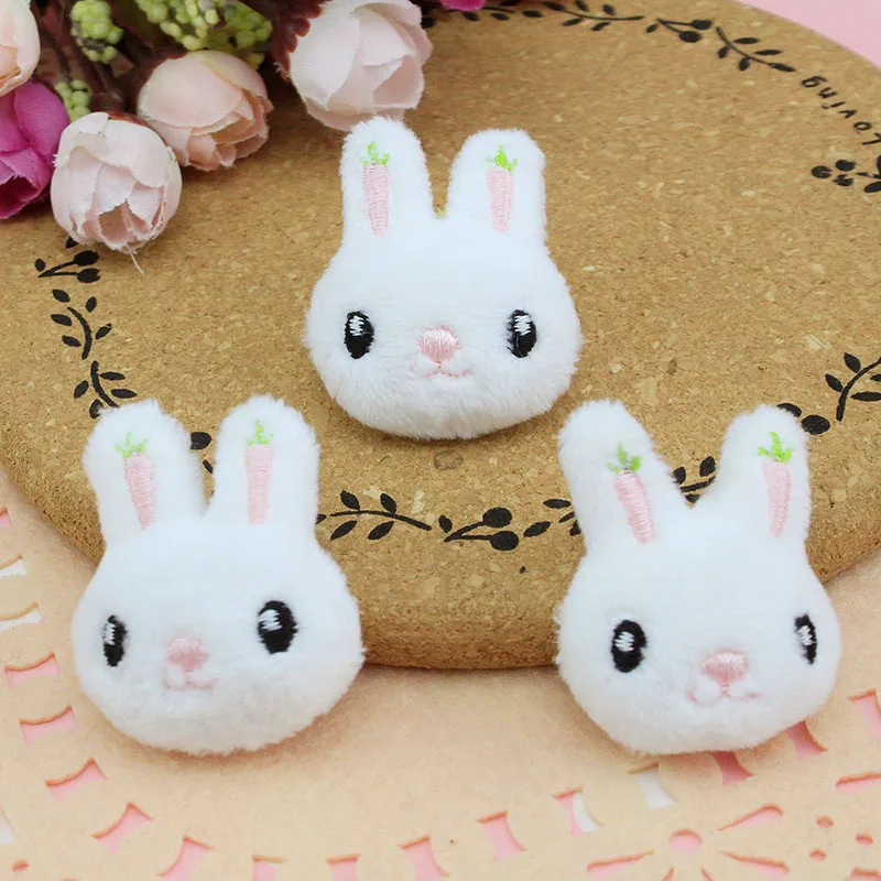 10 шт./лот 3 5*4 см белый мультяшный плюшевый кролик мягкая подкладка аппликация для