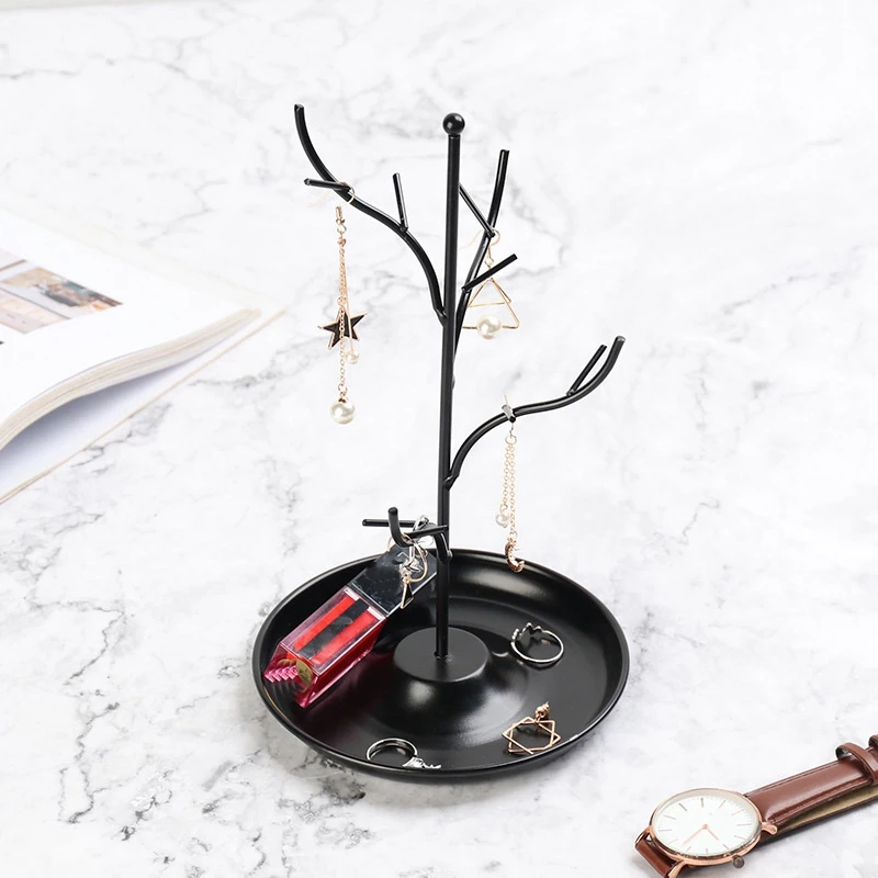 

2 Pcs Jewelry Display Stand Rack Tree Stand Iron Necklace Earring Holder Bracelet Fashion Organizer Golden