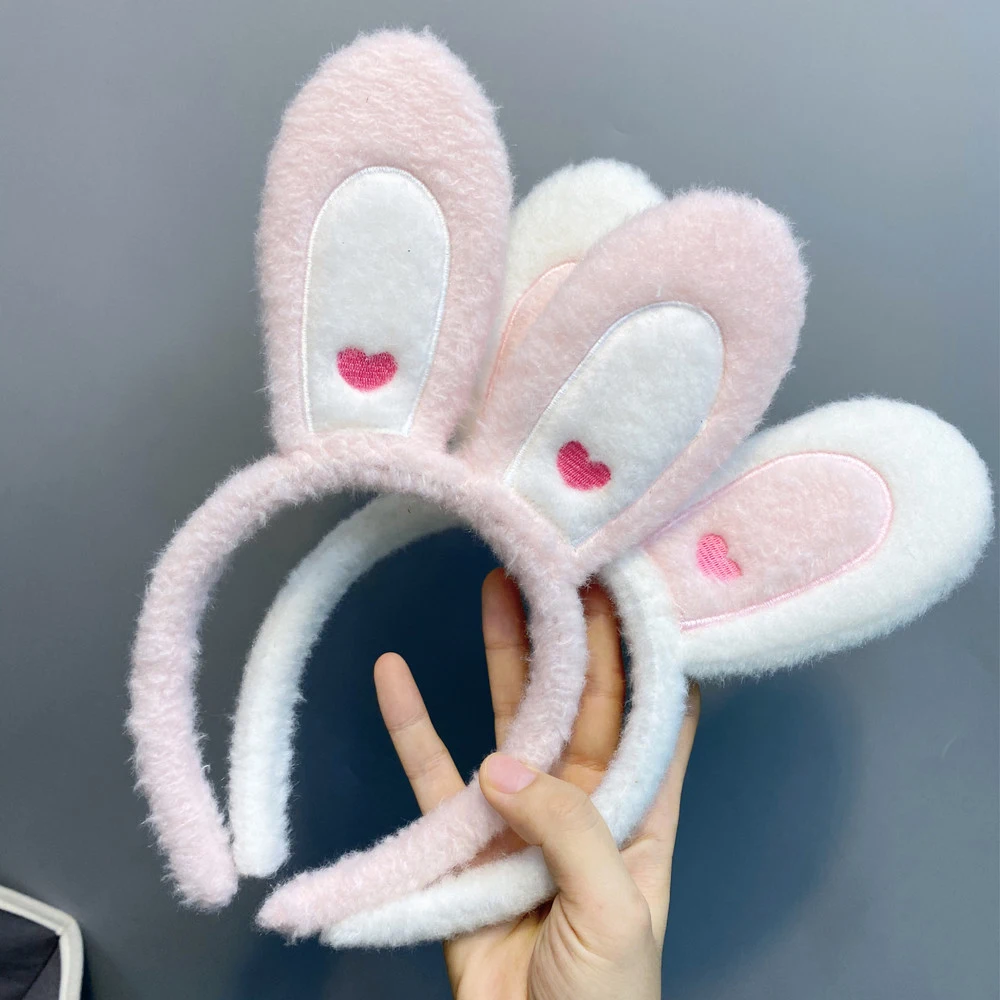

Fashion Fabric Plush Soft Bow Rabbit Bunny Ears Makeup Wash Face Headband Hairband Hair Hoops For Women Girls