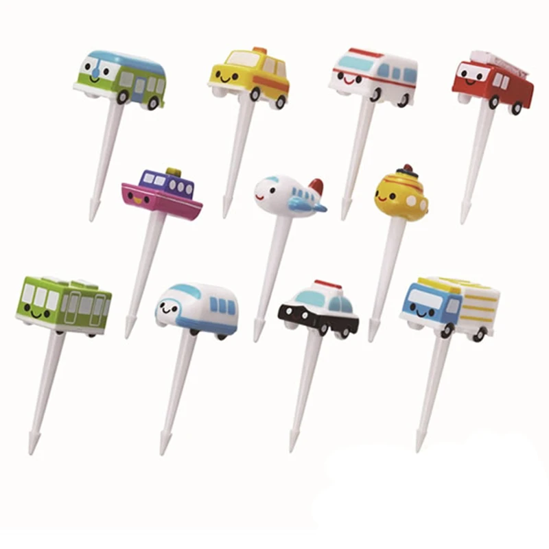 11 шт./компл. мини-вилка для автомобиля кораблем фруктов милая мультяшная машина
