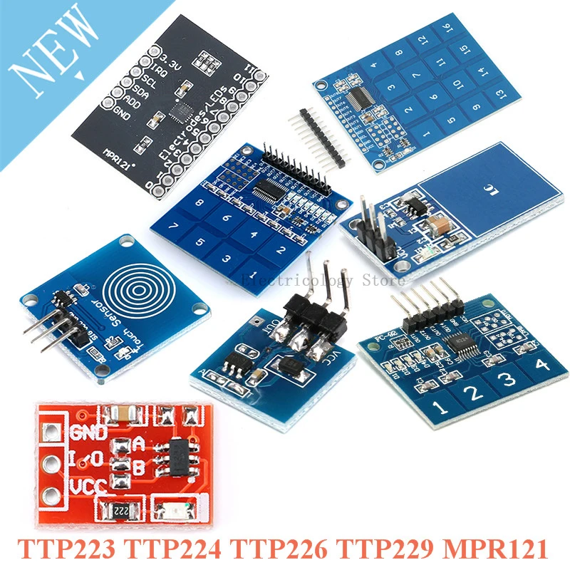TTP223 TTP224 TTP226 TTP229 MPR121 V12 сенсорный модуль цифрового переключателя 1 4 8 16 канальный