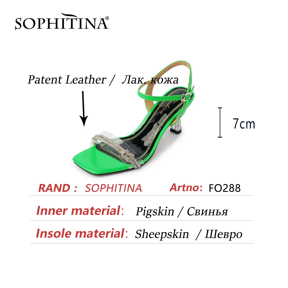 

SOPHITINA Patent Leather Summer Women Shoes Thin High Heels Fashion Bling Party Square Toe Stylish EVA New 2021 Sandals FO288