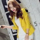 Тонкий женский блейзер с длинным рукавом корейский случайный сплошной цвет одной кнопки офис сплошной цвет костюм женский пиджак 2019