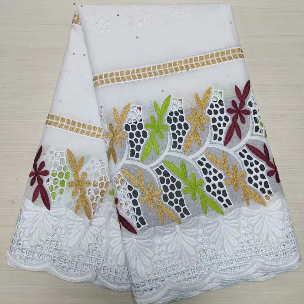 

5 Yards Swiss Voile Lace Fabric 2021 Nigerian Embroidered AfricanWomen Men 100% Cotton Popular Dubai Style Dry In Switzerland