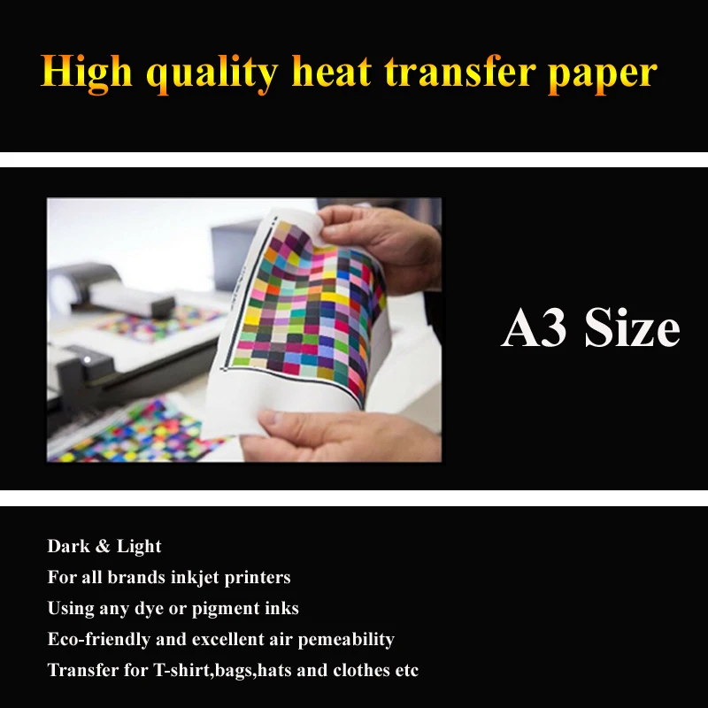 Термопереводная фотобумага для футболок A3, светло-черная ткань для струйного принтера для хлопковой одежды от AliExpress WW