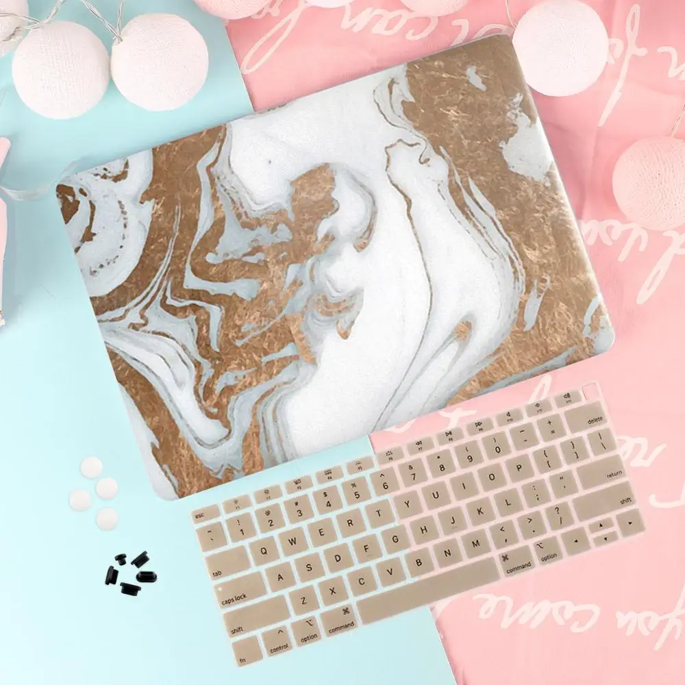 2019 модный жесткий чехол с мраморным принтом + Пылезащитная заглушка для Apple MacBook Pro
