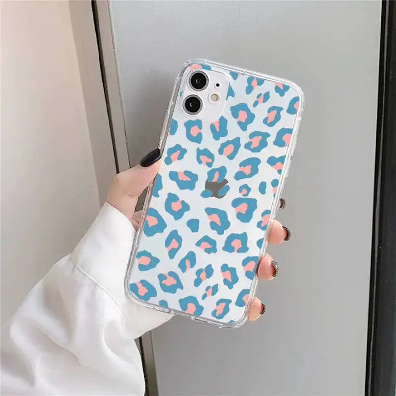 

Leopard Print cute cartoon Phone Case Transparent soft For iphone 5 5s 5c se 6 6s 7 8 11 12 plus mini x xs xr pro max
