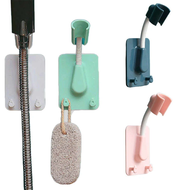 

360°Adjustable Shower Head Bracket Self-Adhesive Showerhead Wall Mount Holder Hooks Fixed Stand Bathroom Storage Accessories