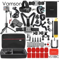 vamson mini universal tripod monopod large package set for gopro hero 10 9 8 7 6 5 4 accessories for eken h8r for iphone vs188