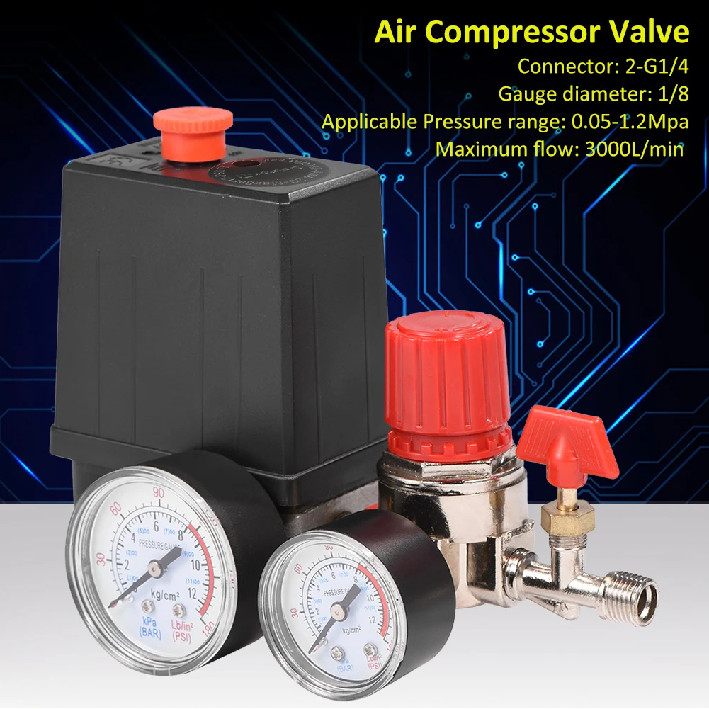 

Small Air Compressor Pressure Switch Control Valves Regulator with Gauges Top Quality
