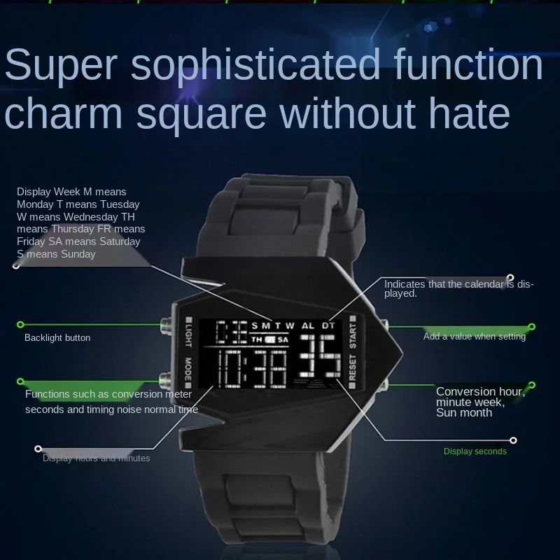 

Fighter LCD Multi-function WomenS Watches Movement Electronic Seven Color Cool Personality Digital Wristwatches