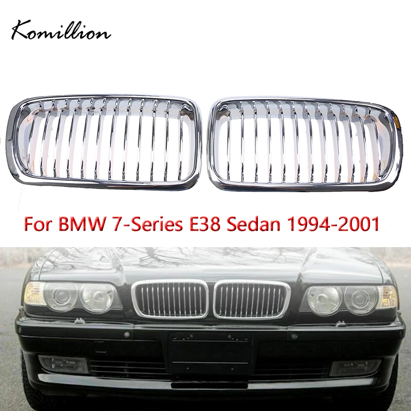 

1Pair Car Front Wide Kidney Hood Center Grilles Chrome Grills for BMW 7-Series E38 Sedan 1994 1995 1996 1997 1998 1999 2000 2001