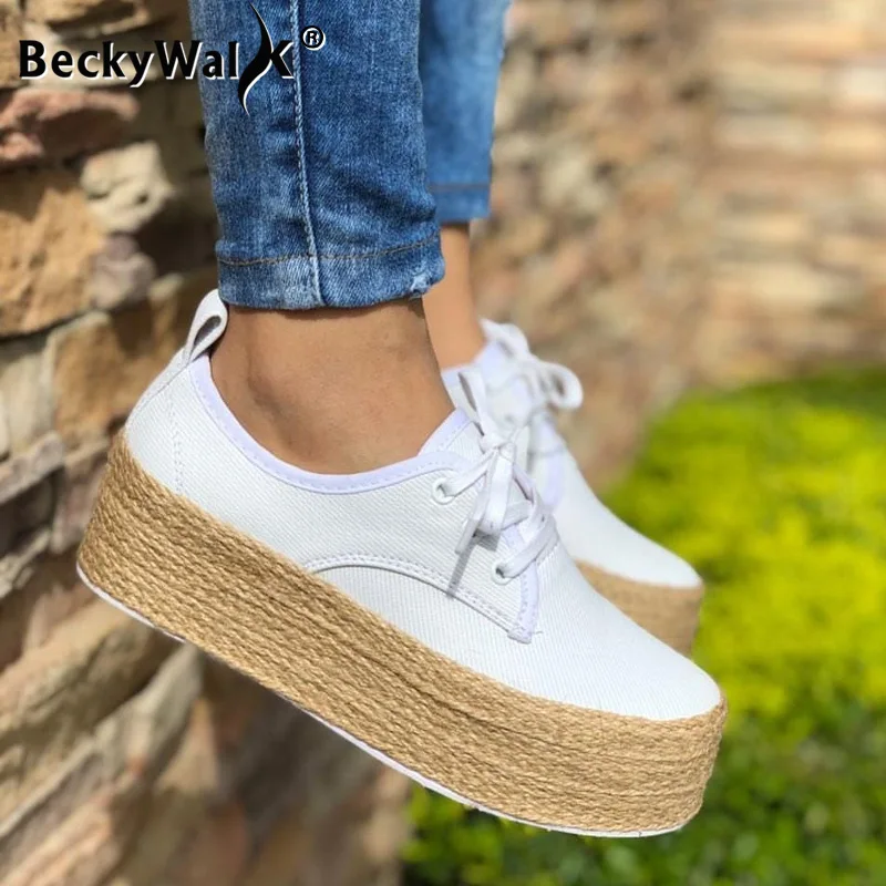 Осенняя парусиновая обувь на платформе женские эспадрильи цвет черный белый