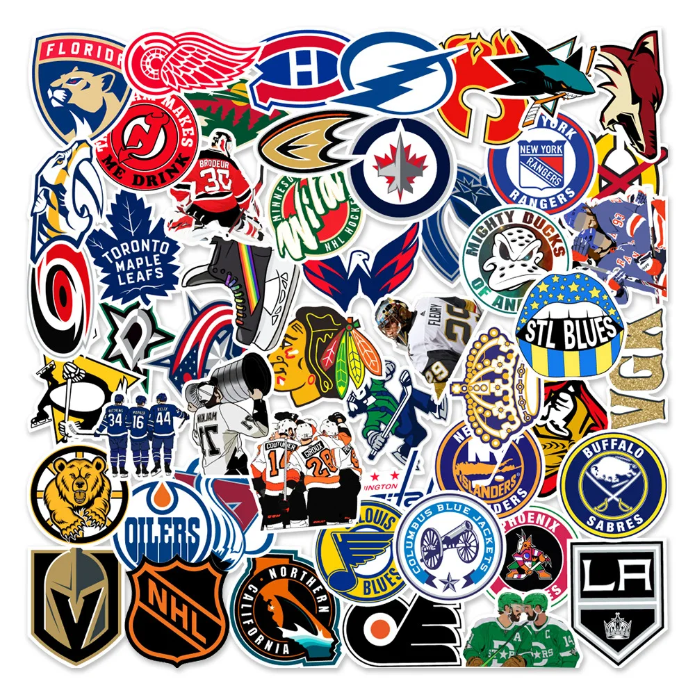 

10/30/50pcs Ice Hockey Sports Team Cartoon Logo Graffiti Sticker Scrapbook Christmas Gift Laptop Diy Car Bike Decal Stickers