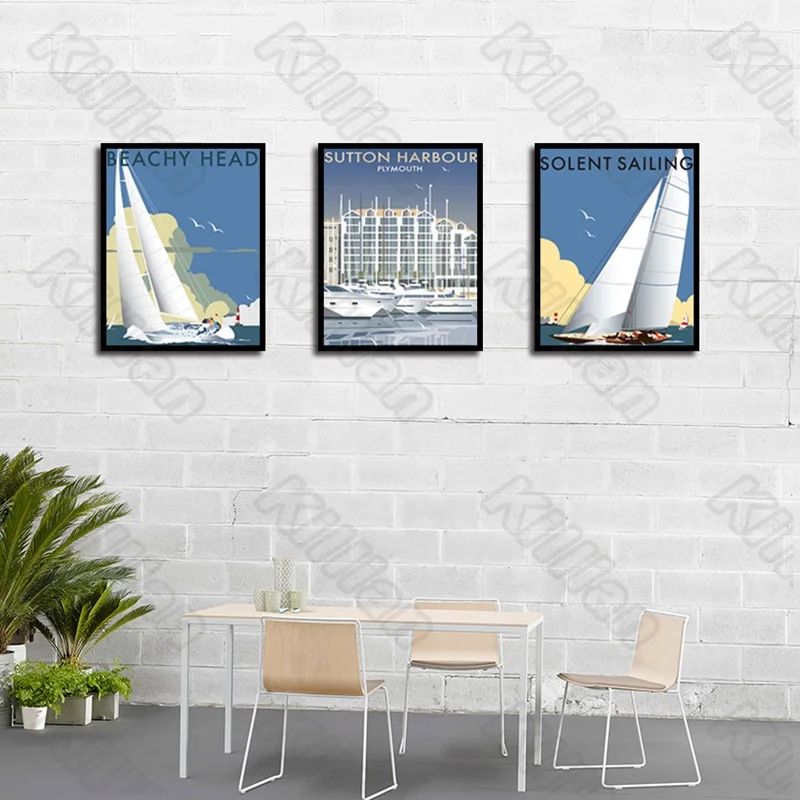 

Sutton Harbour Frameless Painting Poster Home Bedroom Decorative Living Room Decoration Canvas Painting Hd Print Modern Style
