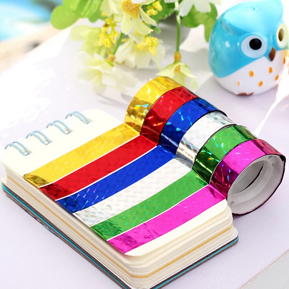 

12 Rolls DIY Laser Tape Decorative Sticky Stationery Adhesive Sticker Kids Scrapbooking Tools Stickers Office School Tapes