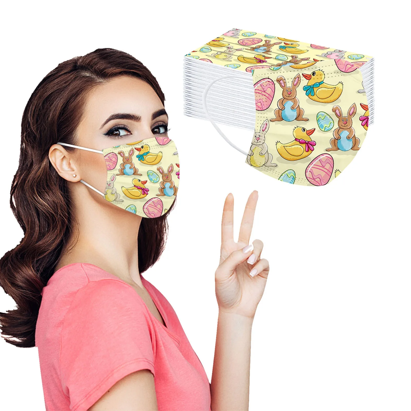 

Adult's Disposable Face Masks Easter Cartoon Disposable Protection Disposable Face Mask Mascarilla 3 Capas Designer Mask