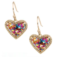 new arrivals hot selling colorful heart shape dangle earrings for women girls fashion jewelry accessories