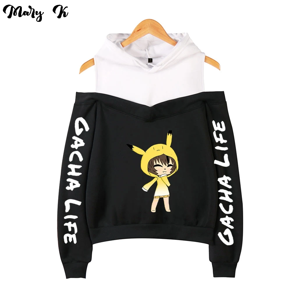 

Женский спортивный костюм Gacha Life, укороченный пуловер с открытыми плечами, Одежда большого размера в стиле Харадзюку