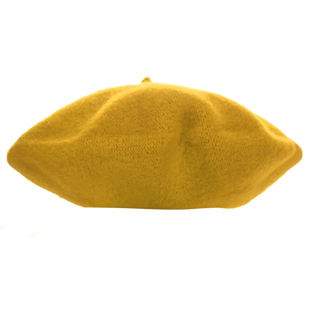 Yellow Женские Зимние береты, шапка леопардовой расцветки, винтажные береты, однотонные кепки, женская шапка, теплая прогулочная шапка для детей# T1P - Цвет: Yellow