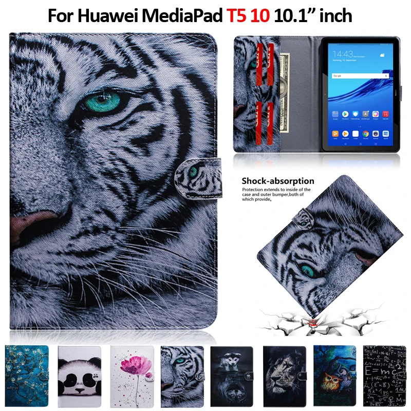 Цветной чехол для планшета С Рисунком Тигра льва Huawei MediaPad T5 10 AGS2 W09/W19/L09/L03 1
