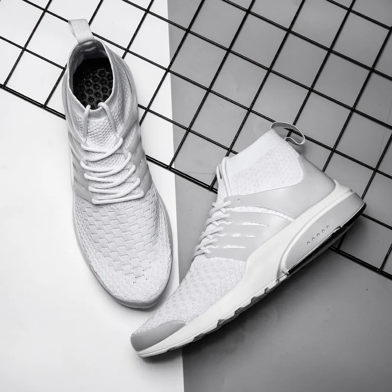 Новые модные весенние носки мужские кроссовки flyKnit дышащие спортивные высокие