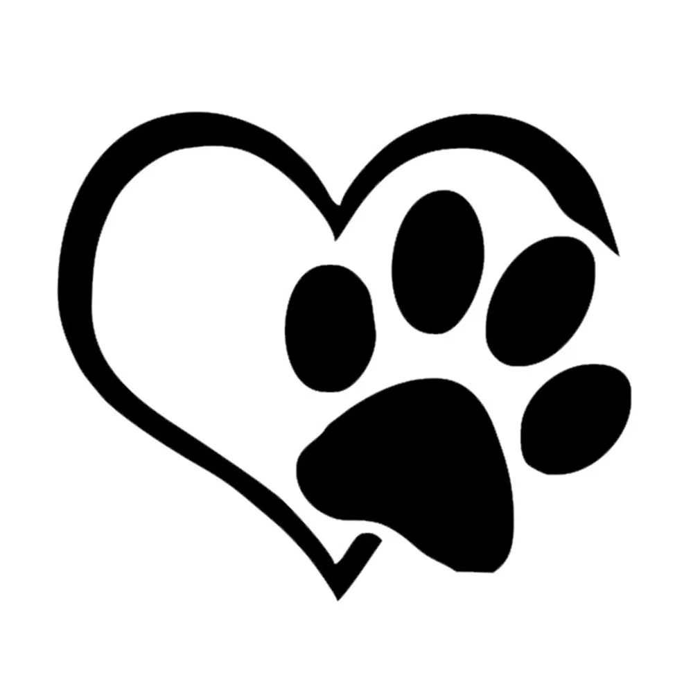 

10-100pcs 9.3*11CM Lovely Heart Shaped Dog Cat Paw Print Car Sticker For Camper Van Motorcycles Waterproof Vinyl Decal Styling