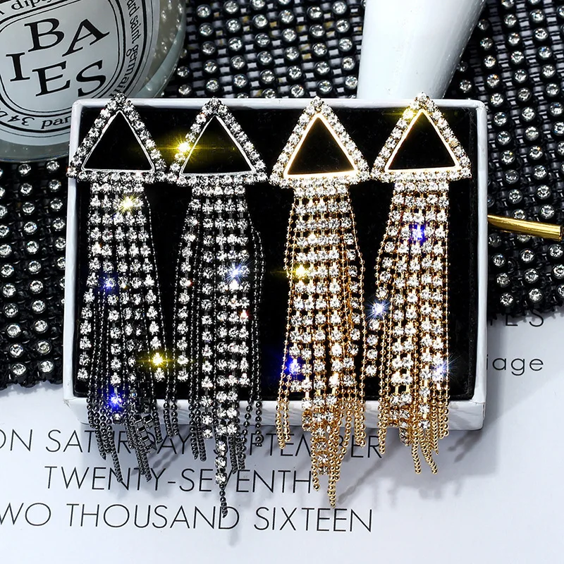 

Иглы Геометрическая круглая треугольники серьги европейской и американской моды Китая по оптовым ценам с длинной бахромой с отделкой крис...