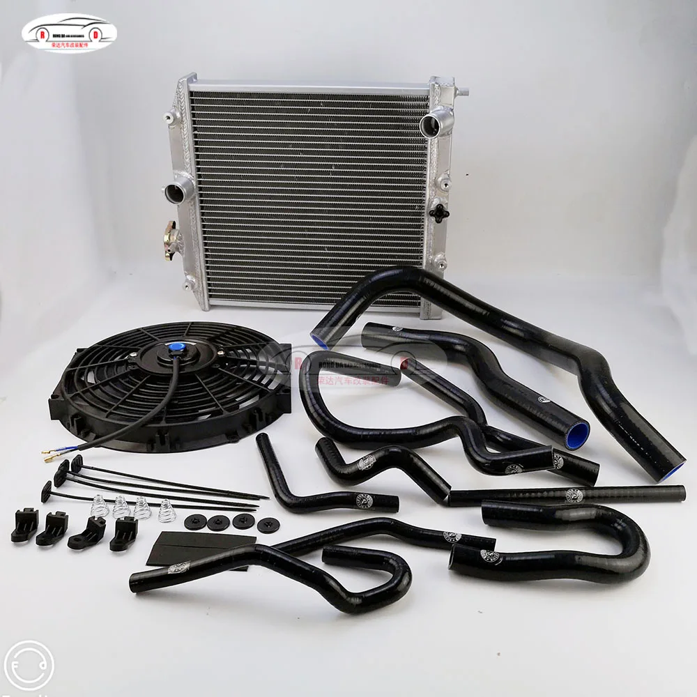 EK3 B16 B18 MT black 2 ряда 28/32 мм в/из трубы Алюминий радиатор 92-00 для Honda Civic EK, D15 D16 B16 B18 радиатор+ вентилятор+ силиконовый шланг радиатора - Цвет: EK3 B16 B18 MT black