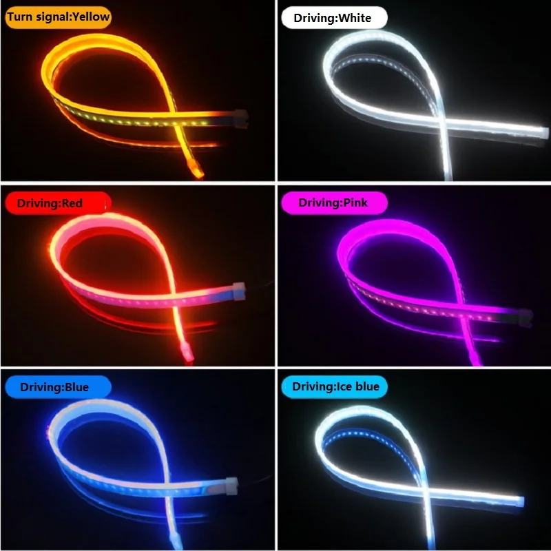 1piece Car led DRL Daytime Running Light Strip Waterproof 30cm 45cm 60cm Flexible Soft Tube Guide Headlight LED Strip Lights images - 6