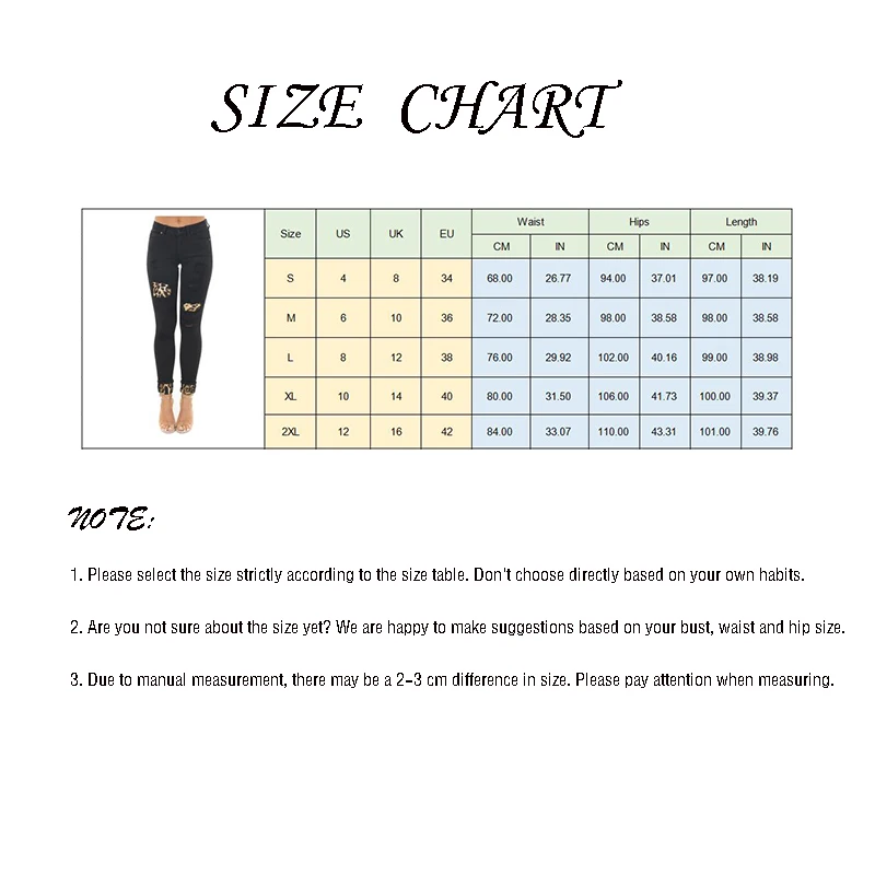 

High Waist Jeans For Women Ripped Skinny Pants Full Length Causal Vintage All Match Leopard Printed Trousers Hole Slim Lady Pant
