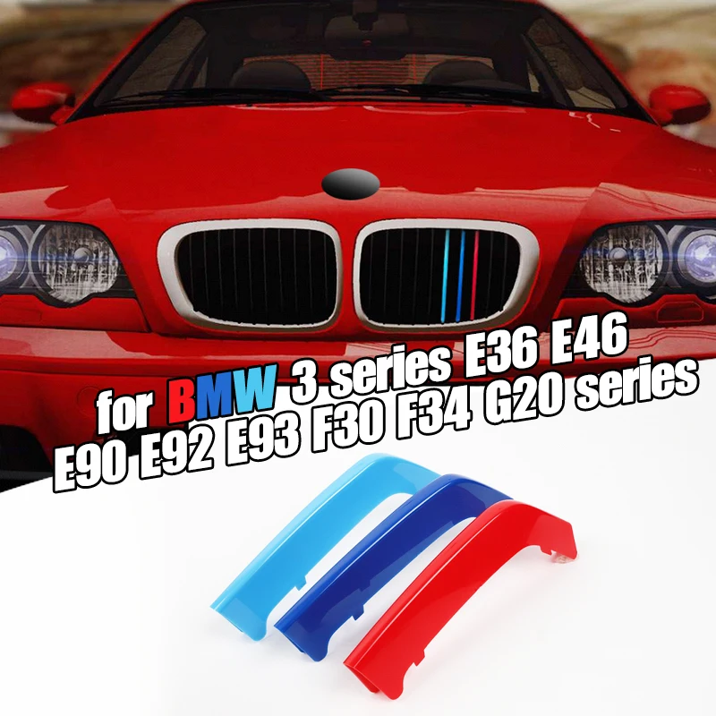 3 шт автомобиля 3D М Стайлинг передняя решетка Накладка бампера полосы наклейки